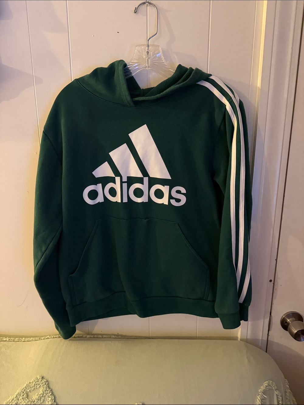 adidas Green Pullover Hoodie Sweatshirt with White Logo